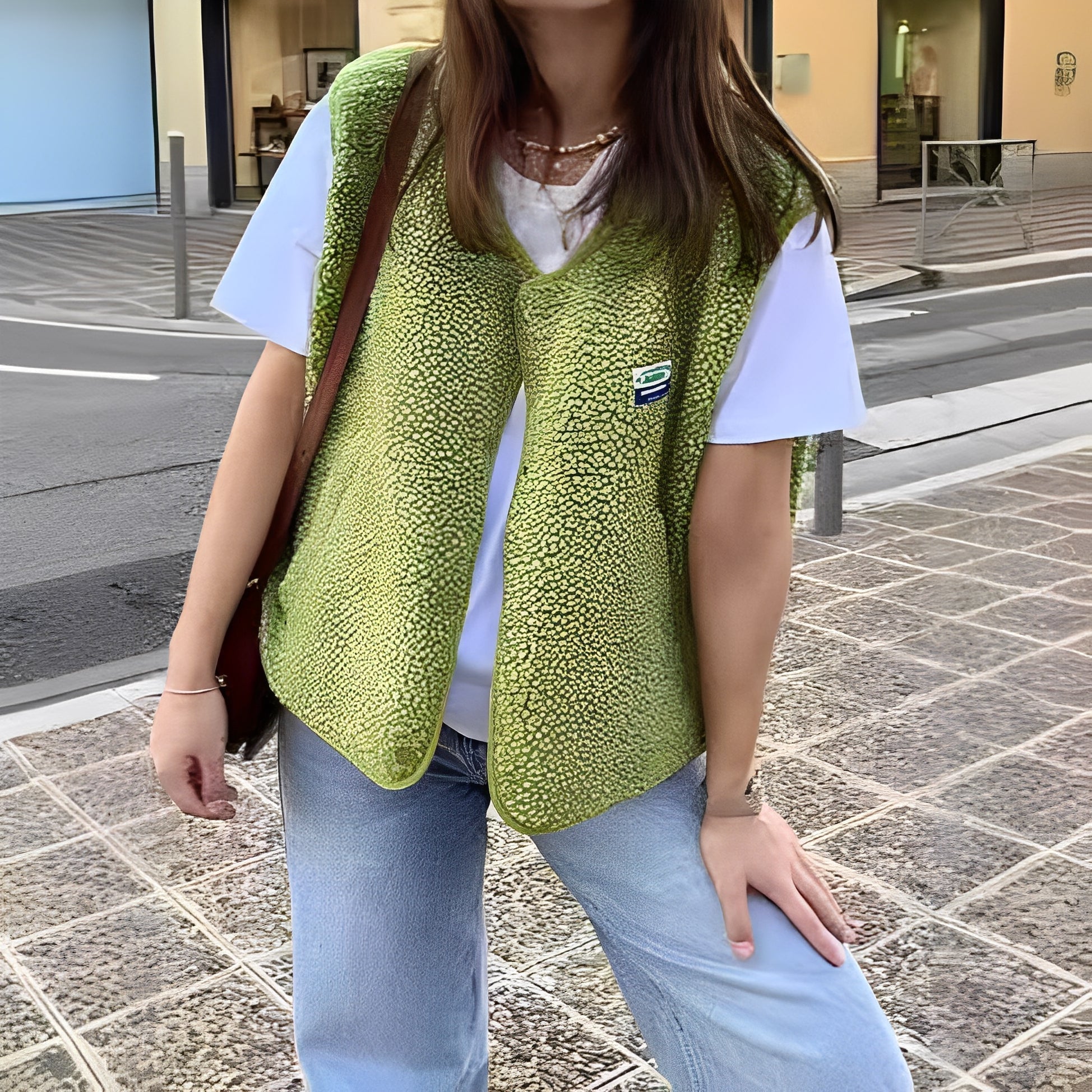 Chaleco para Mujer con Botones de Presión y Cuello Redondo