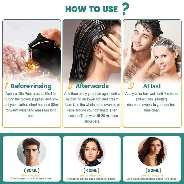 Champú colorante para el cabello negro (ayurvédico, sin efectos secundarios)