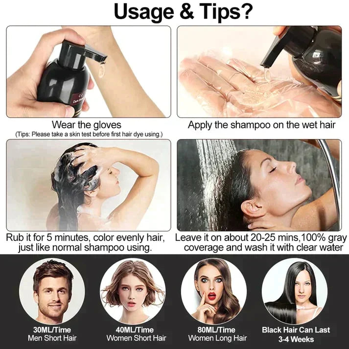 Champú colorante para el cabello negro (ayurvédico, sin efectos secundarios)