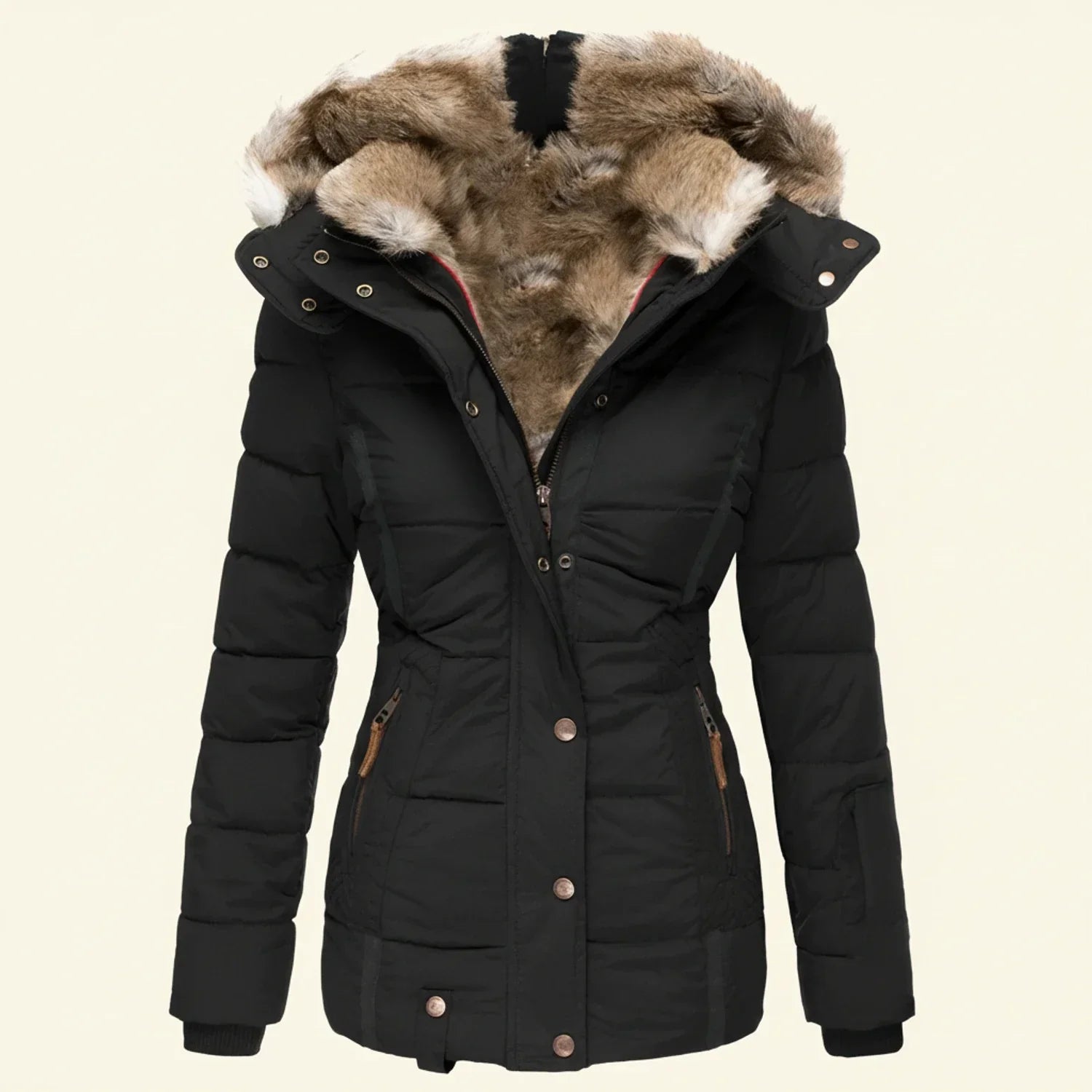 Chaqueta acolchada de invierno para mujer con capucha