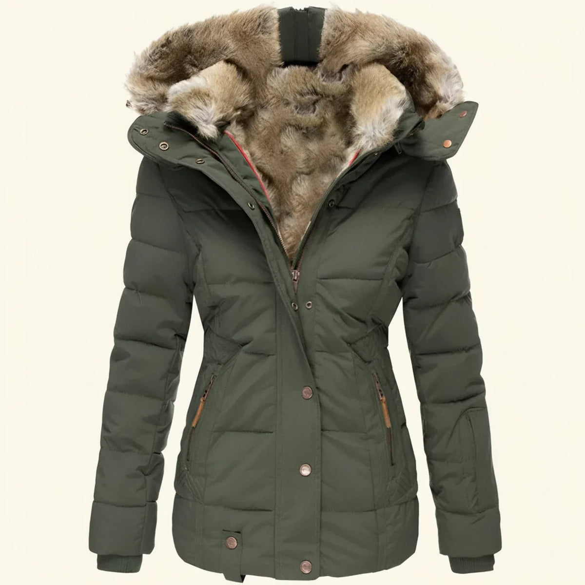 Chaqueta acolchada de invierno para mujer con capucha