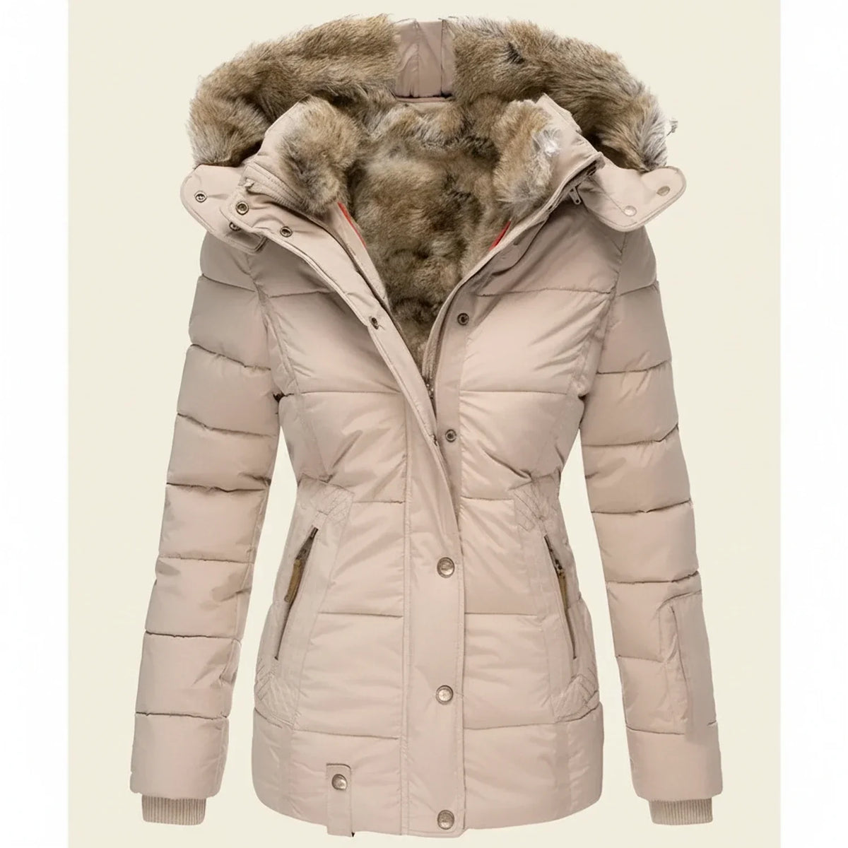 Chaqueta acolchada de invierno para mujer con capucha