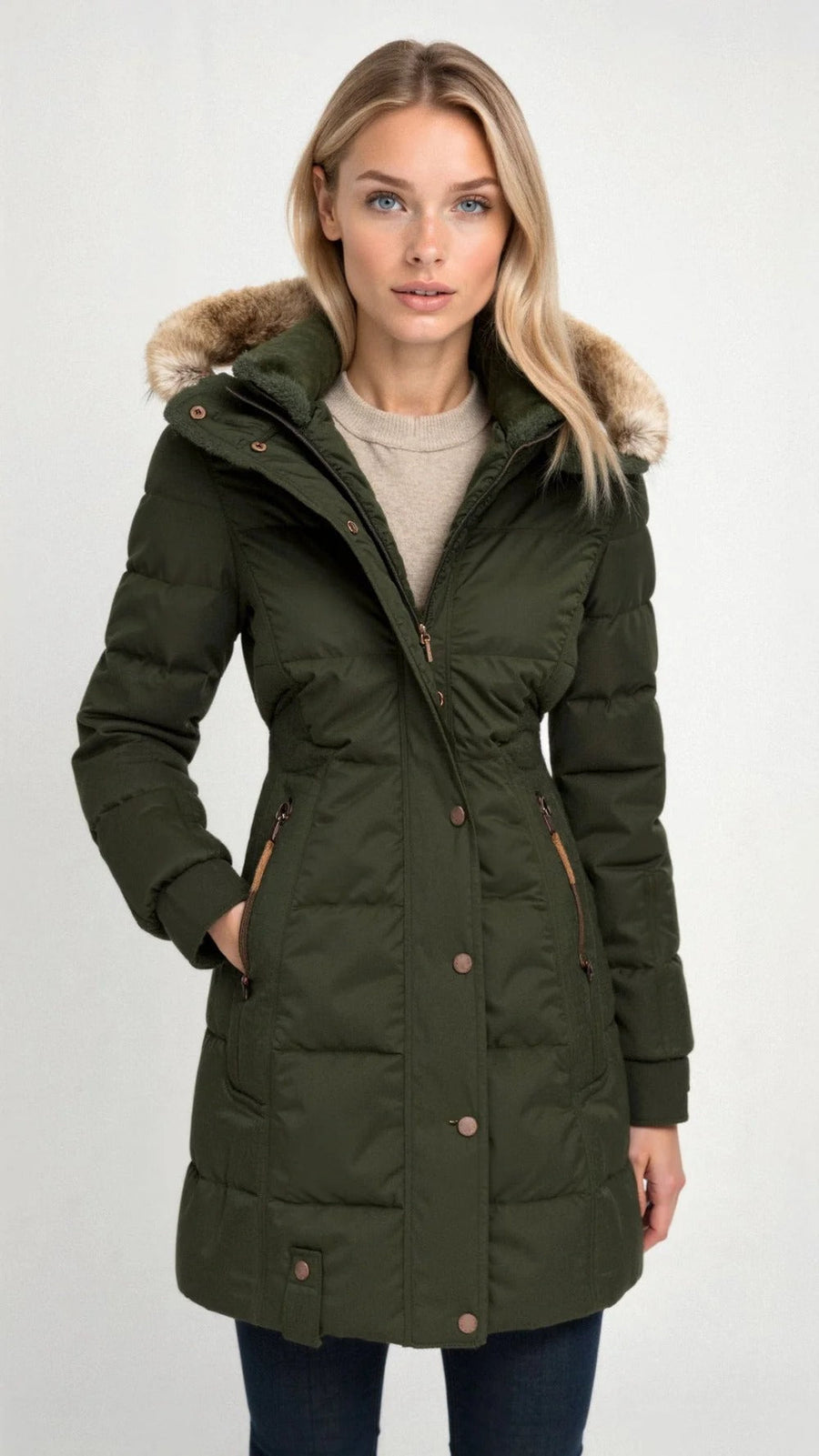 Chaqueta acolchada para mujer con forro y capucha