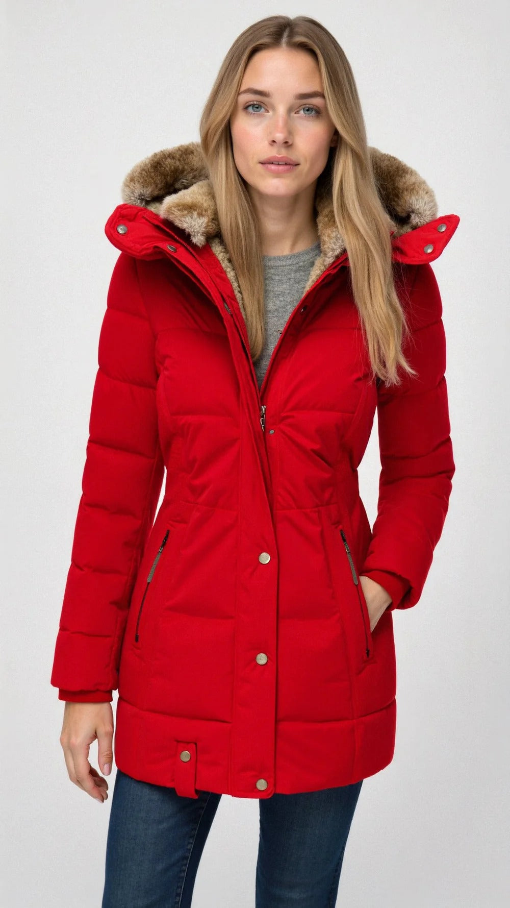 Chaqueta acolchada para mujer con forro y capucha