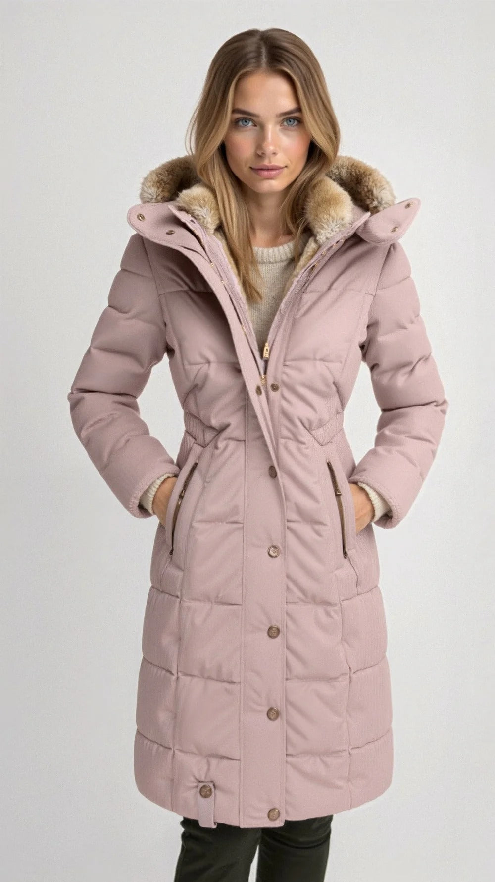 Chaqueta acolchada para mujer con forro y capucha