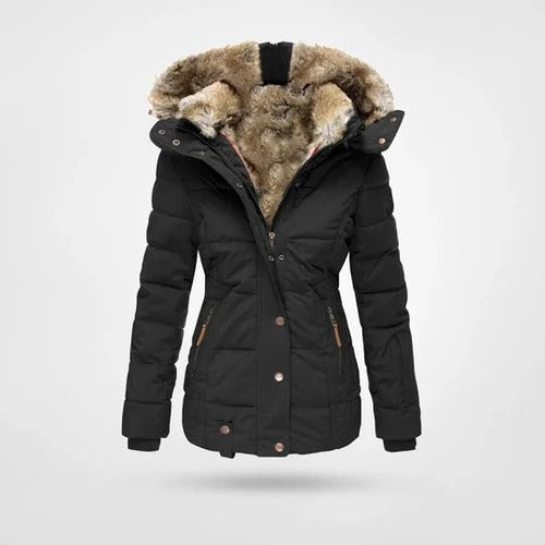 Chaqueta acolchada para mujer con forro y capucha