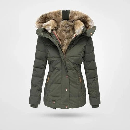 Chaqueta acolchada para mujer con forro y capucha