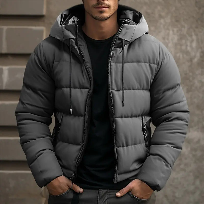 Chaqueta acolchada tipo puffer con capucha para hombre