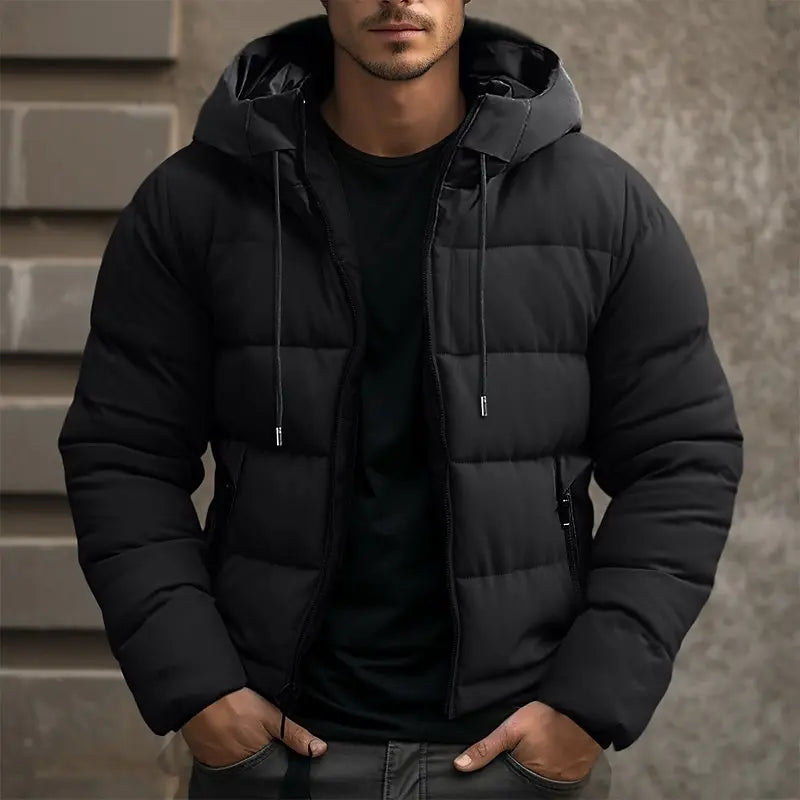 Chaqueta acolchada tipo puffer con capucha para hombre