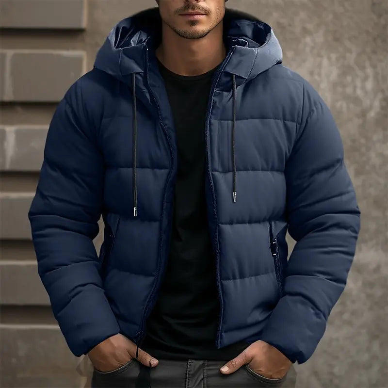 Chaqueta acolchada tipo puffer con capucha para hombre