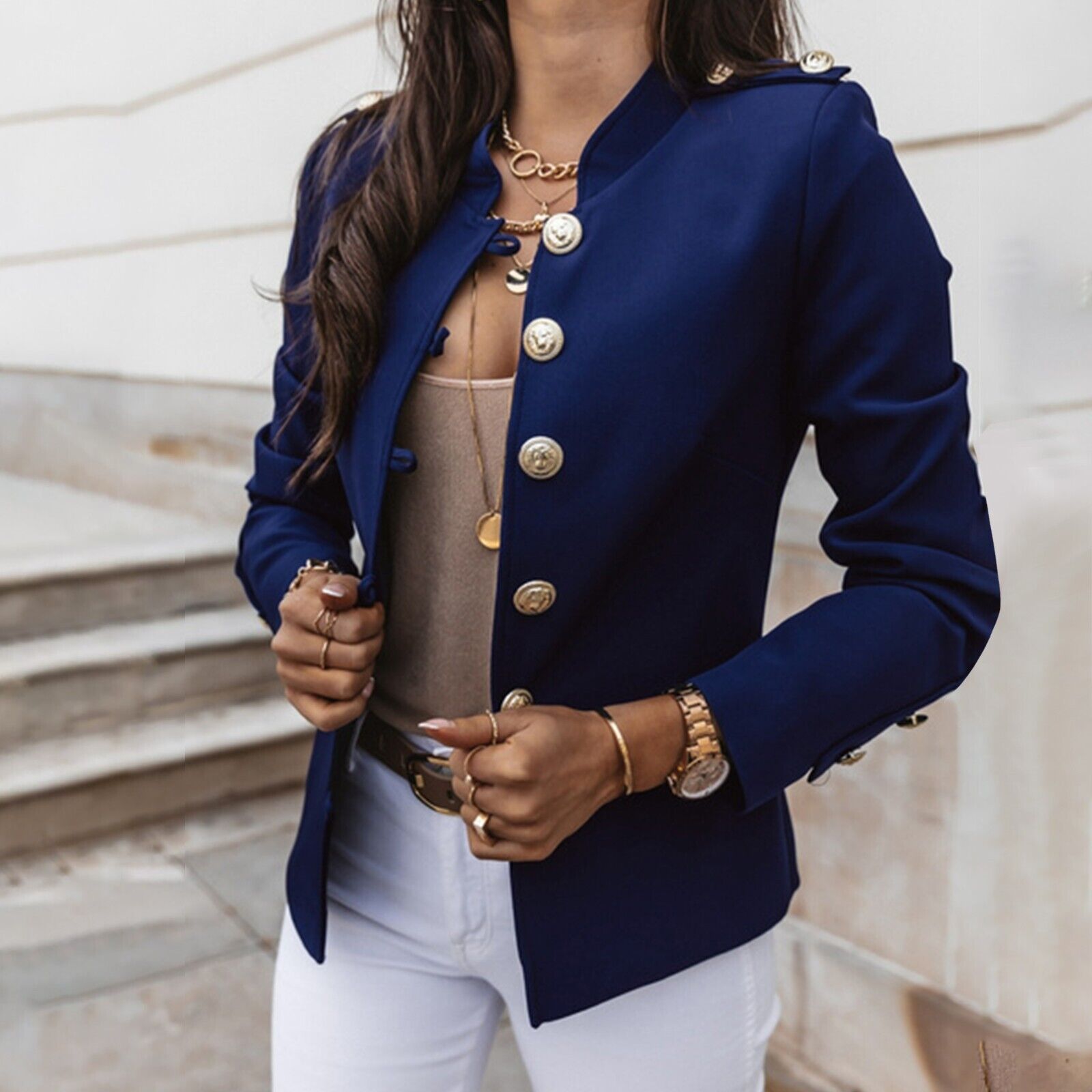 Chaqueta Blazer Entallada para Mujer con Botones Frontales