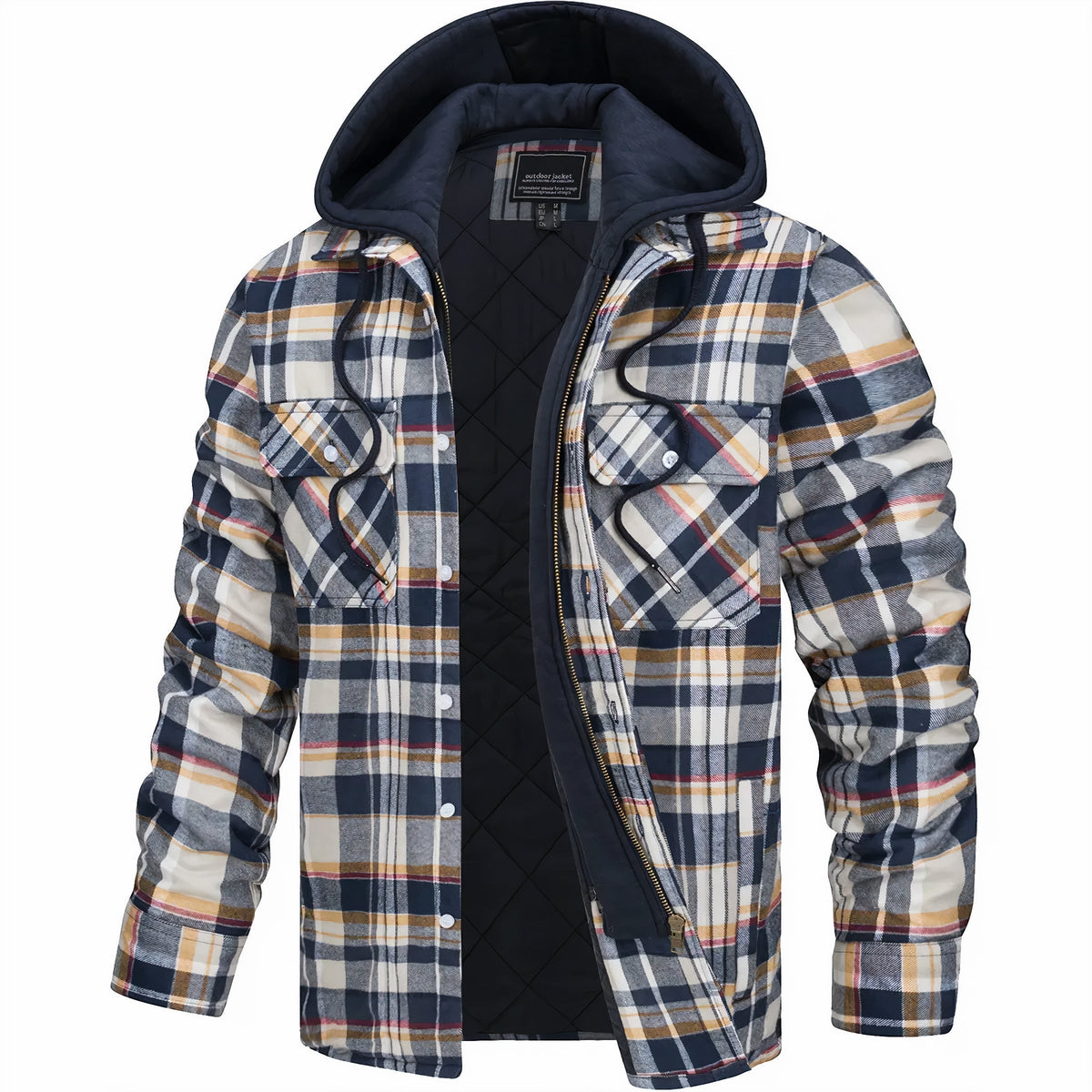 Chaqueta bomber a cuadros para hombre con capucha y forro acolchado