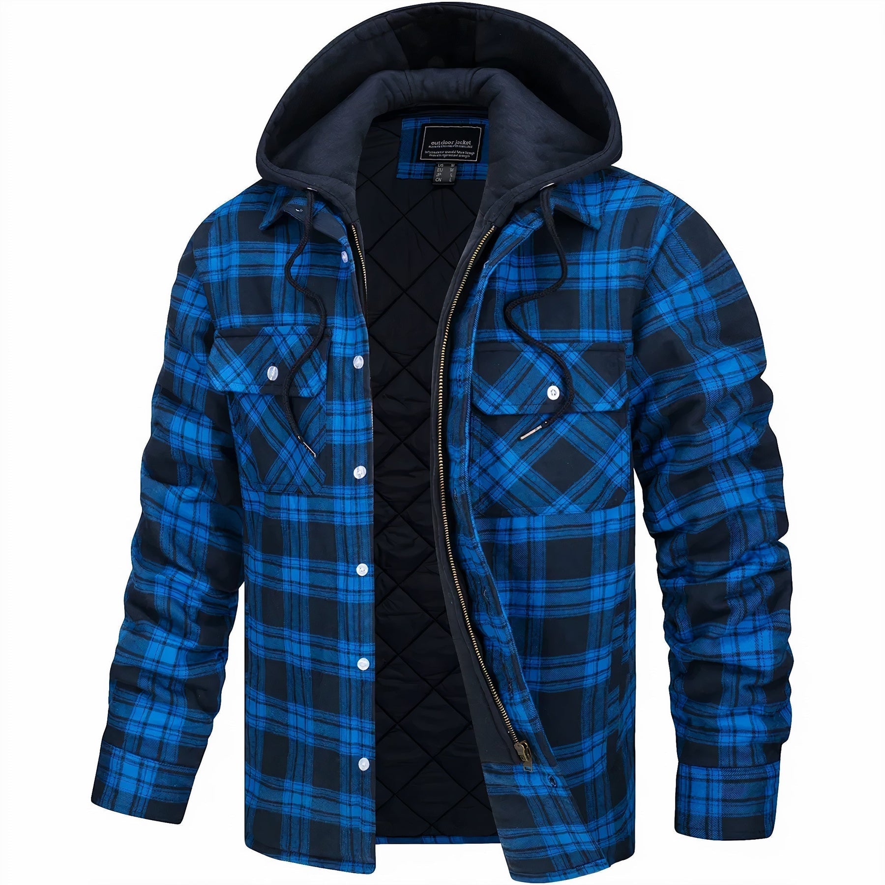 Chaqueta bomber a cuadros para hombre con capucha y forro acolchado