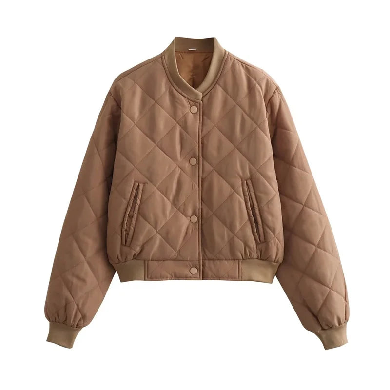Chaqueta Bomber Acolchada de Poliéster para Mujer | Cazadora Corta de Invierno Elegante