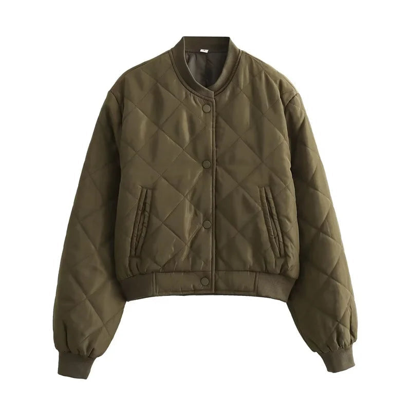 Chaqueta Bomber Acolchada de Poliéster para Mujer | Cazadora Corta de Invierno Elegante