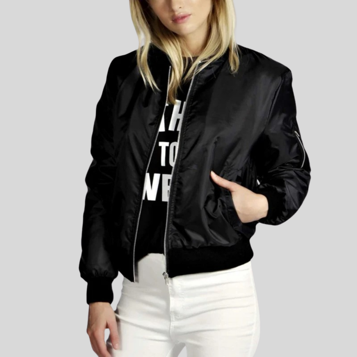 Chaqueta bomber para mujer con cremallera
