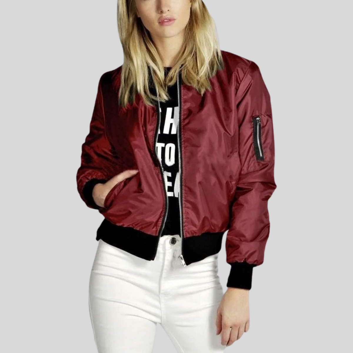 Chaqueta bomber para mujer con cremallera