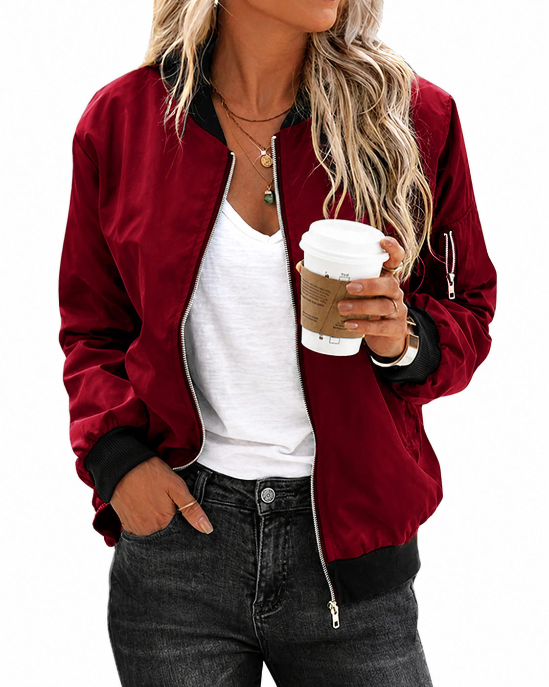 Chaqueta bomber para mujer de estilo clásico