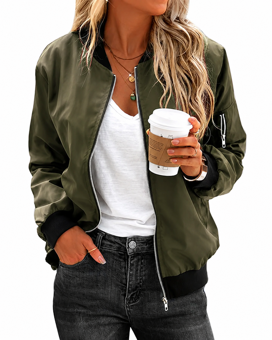 Chaqueta bomber para mujer de estilo clásico