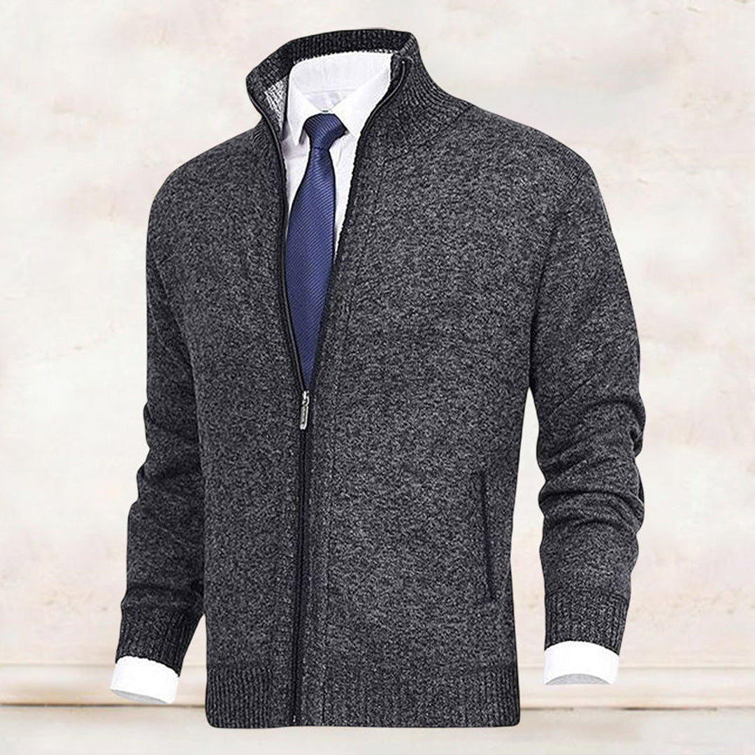 Chaqueta cárdigan de punto para hombre con cremallera completa