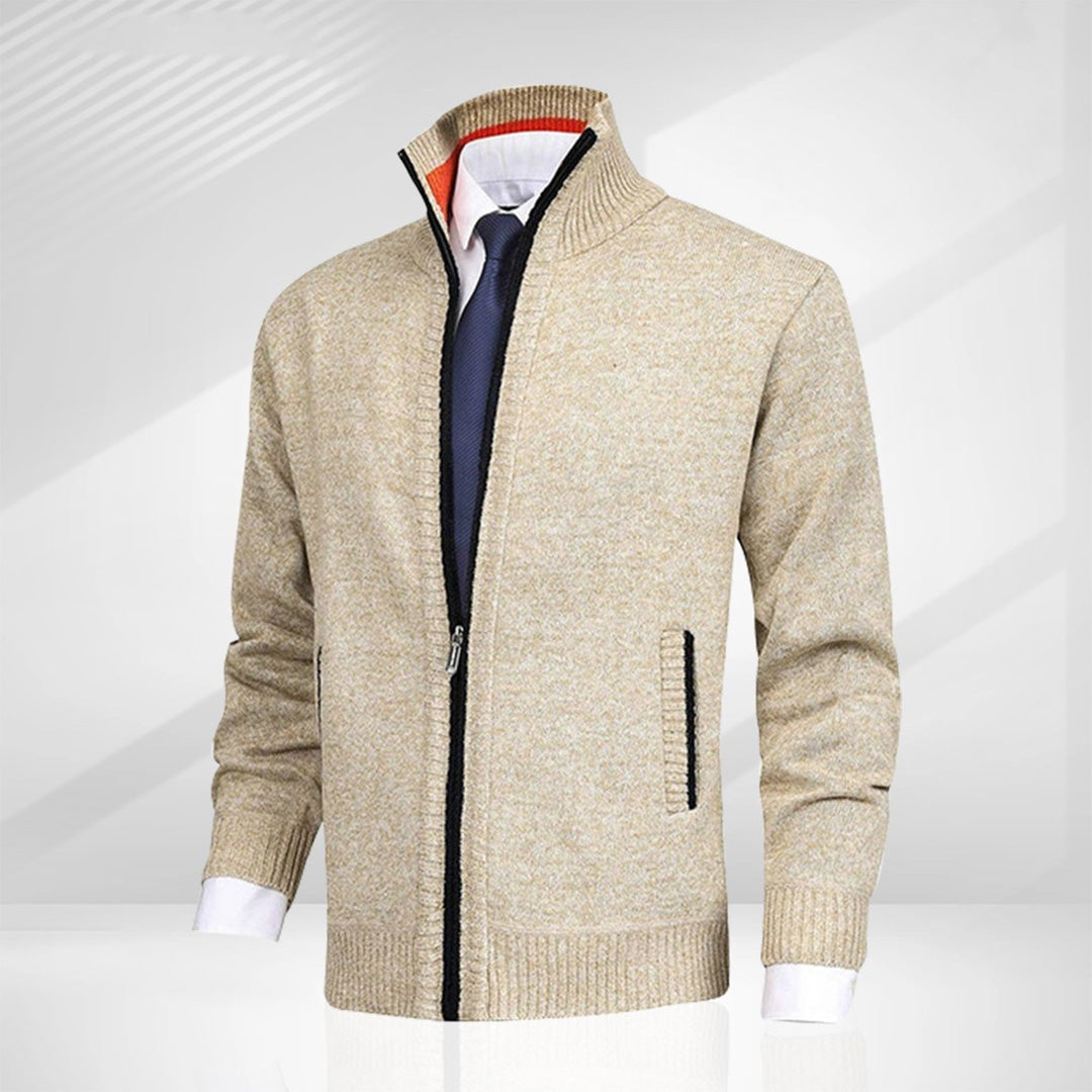 Chaqueta cárdigan de punto para hombre con cremallera completa