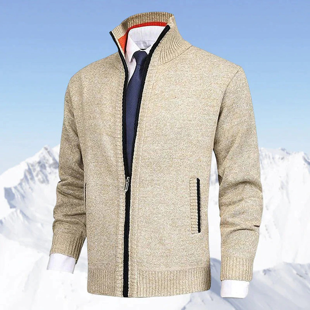 Chaqueta cárdigan de punto para hombre con cremallera completa