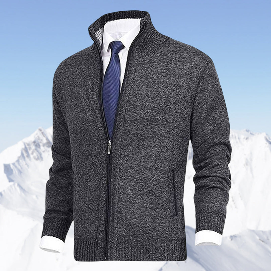 Chaqueta cárdigan de punto para hombre con cremallera completa
