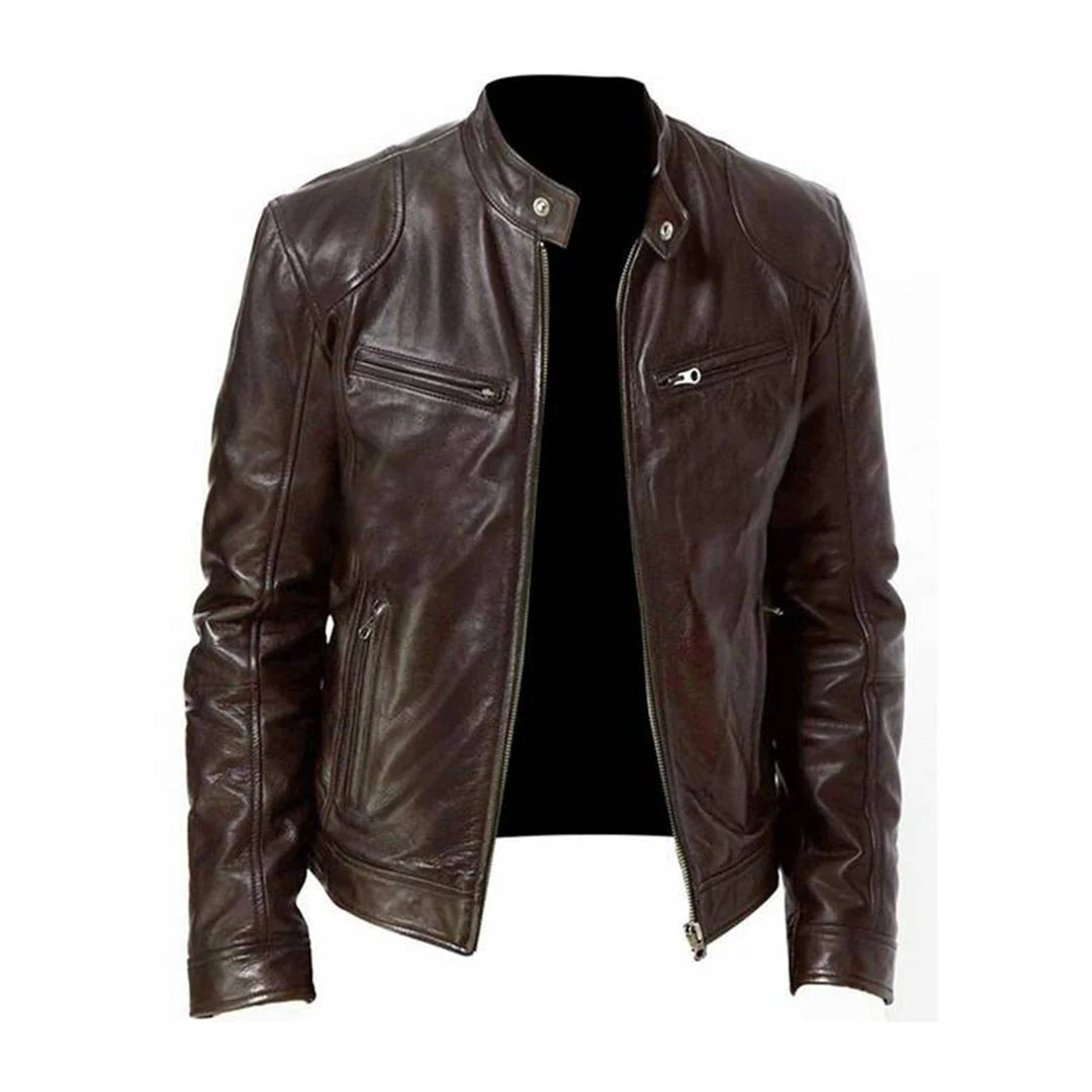 Chaqueta clásica para hombre en efecto piel