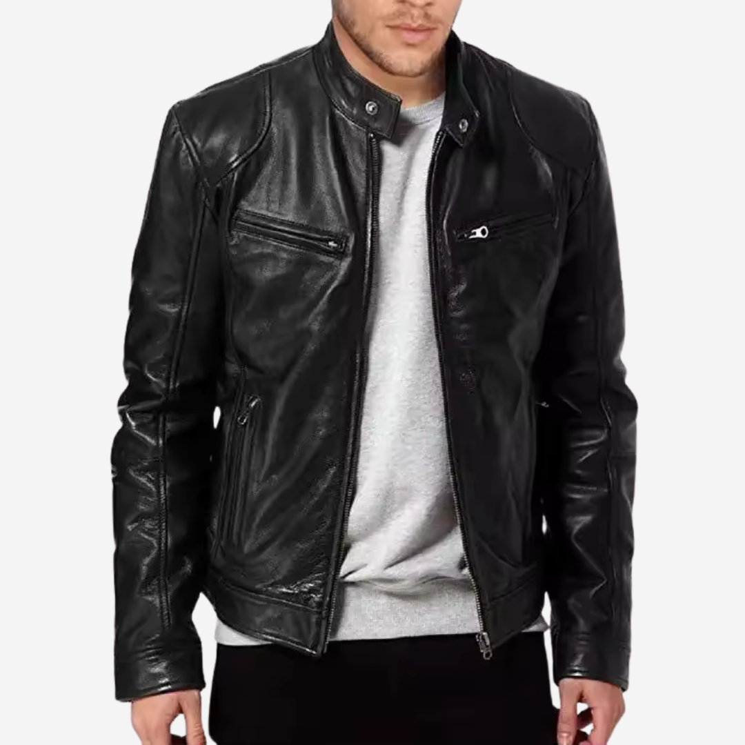Chaqueta clásica para hombre en efecto piel