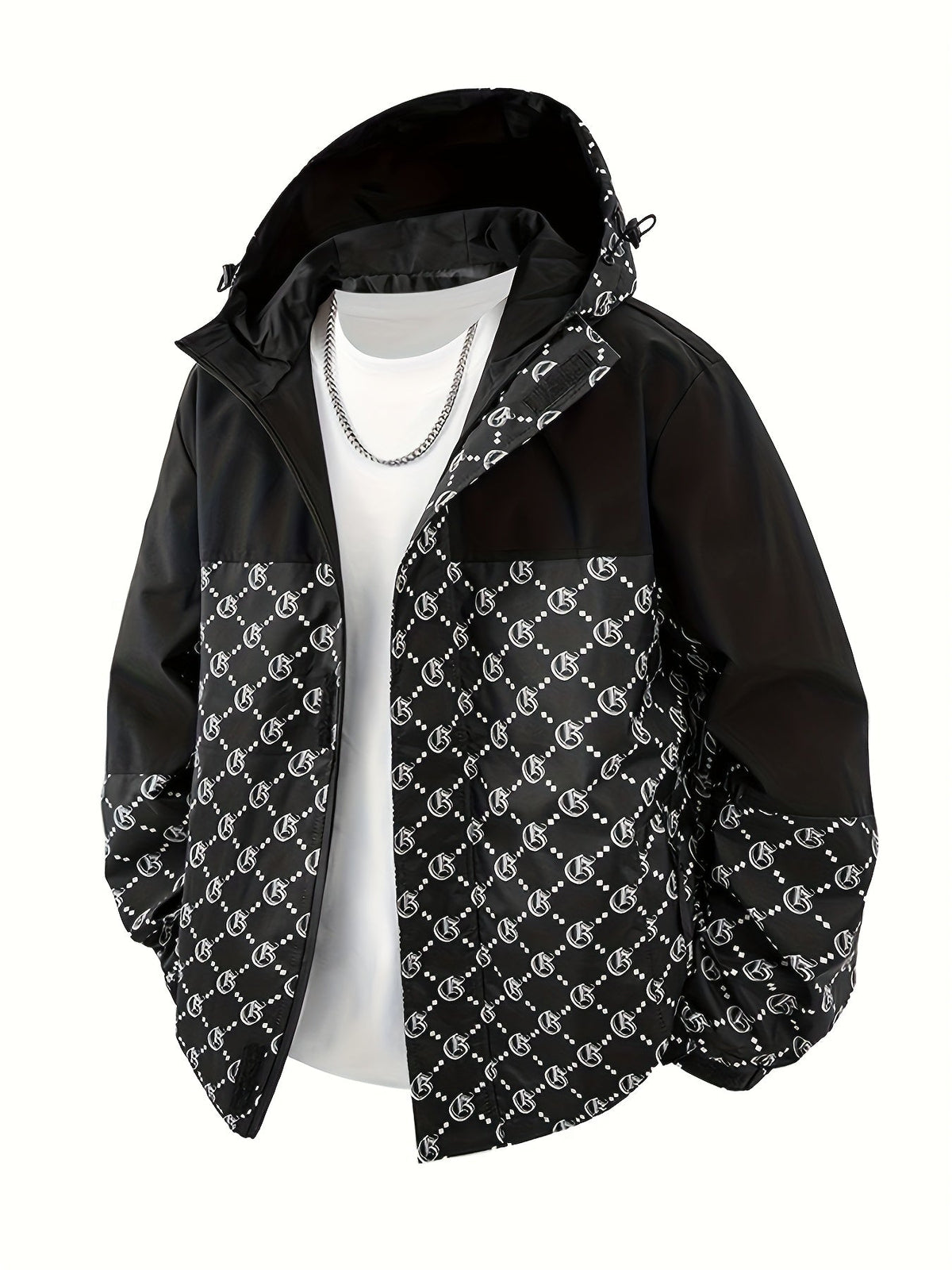 Chaqueta con capucha para hombre | Corte regular | Cortavientos con cremallera | Estilo casual para exterior