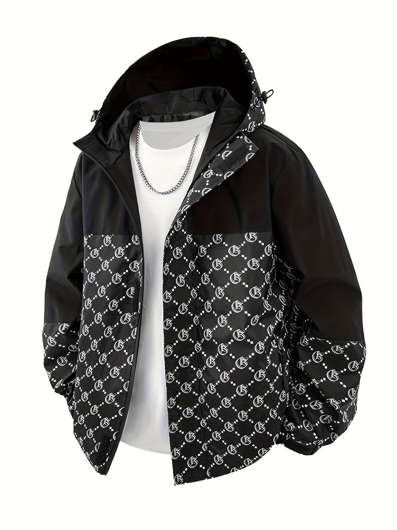 Chaqueta con capucha para hombre | Corte regular | Cortavientos con cremallera | Estilo casual para exterior