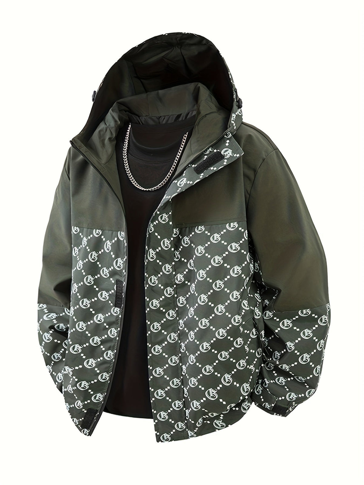 Chaqueta con capucha para hombre | Corte regular | Cortavientos con cremallera | Estilo casual para exterior
