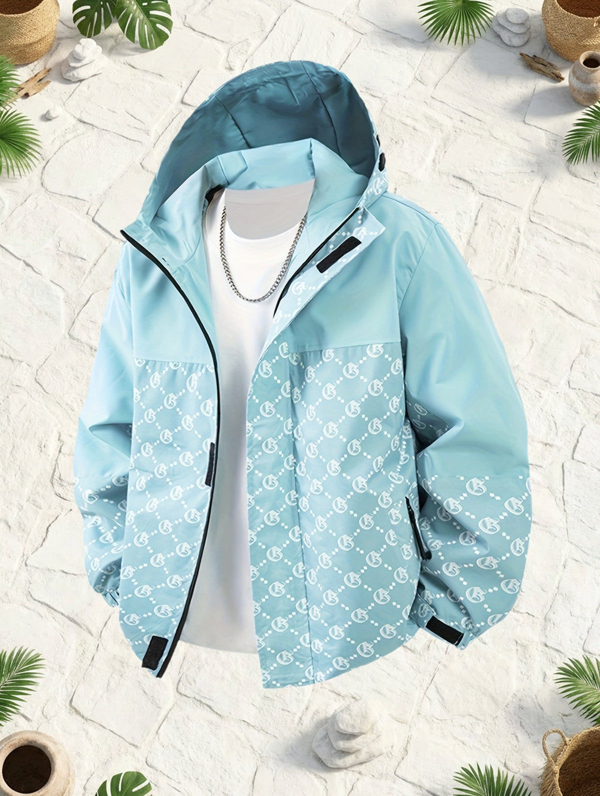Chaqueta con capucha para hombre | Corte regular | Cortavientos con cremallera | Estilo casual para exterior