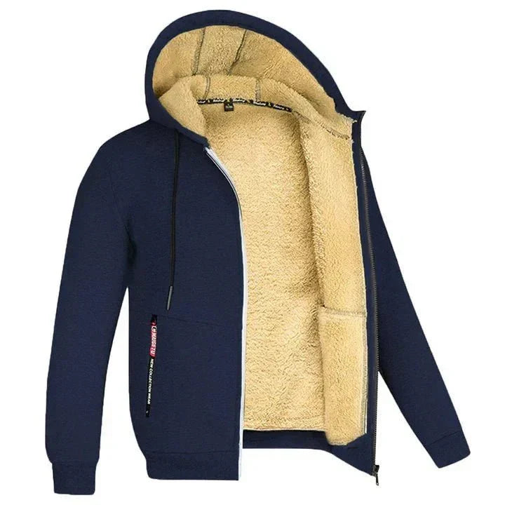 Chaqueta con capucha y cremallera de forro polar
