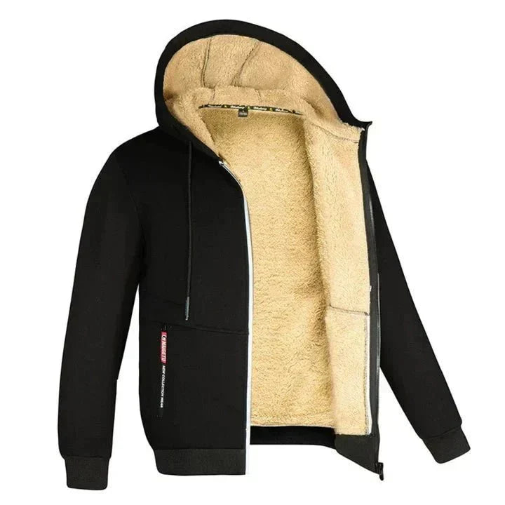 Chaqueta con capucha y cremallera de forro polar