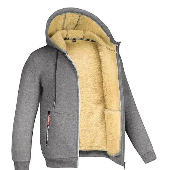 Chaqueta con capucha y cremallera de forro polar