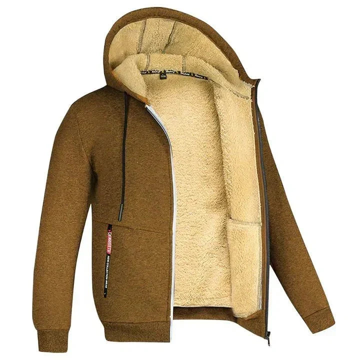 Chaqueta con capucha y cremallera de forro polar