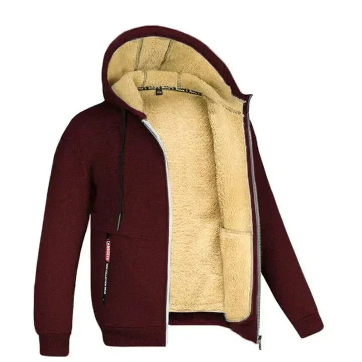 Chaqueta con capucha y cremallera de forro polar