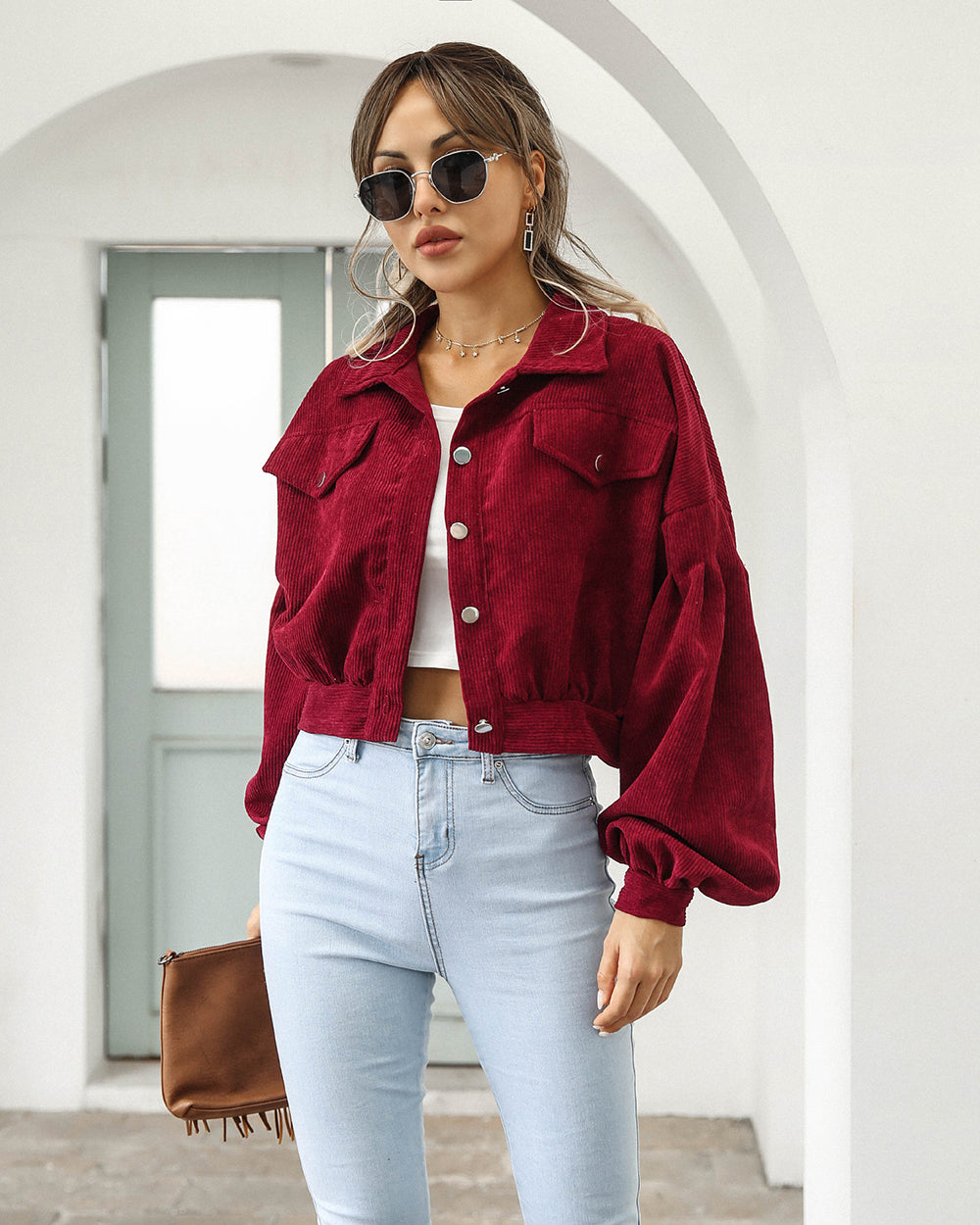 Chaqueta corta con botones para mujer
