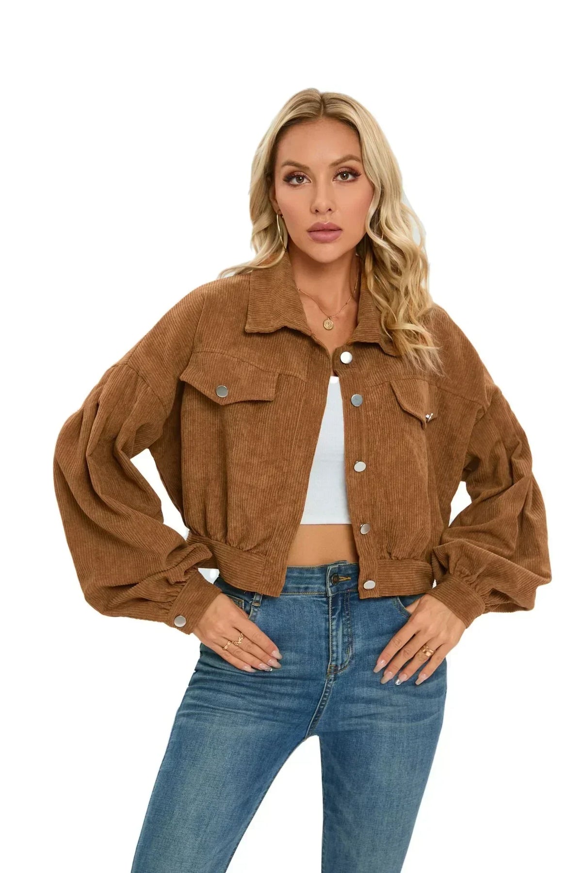 Chaqueta corta con botones para mujer