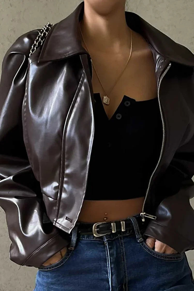 Chaqueta corta con cremallera para mujer