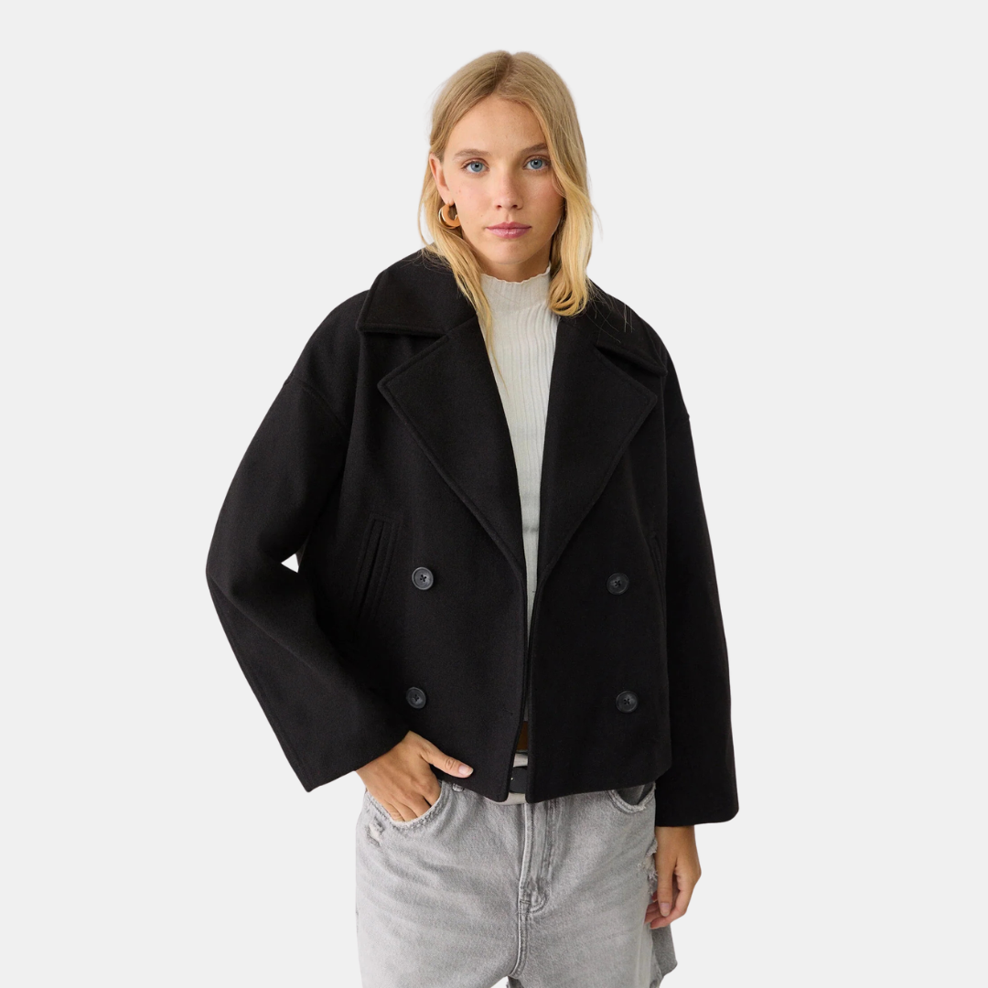 Chaqueta corta cruzada para mujer de otoño e invierno