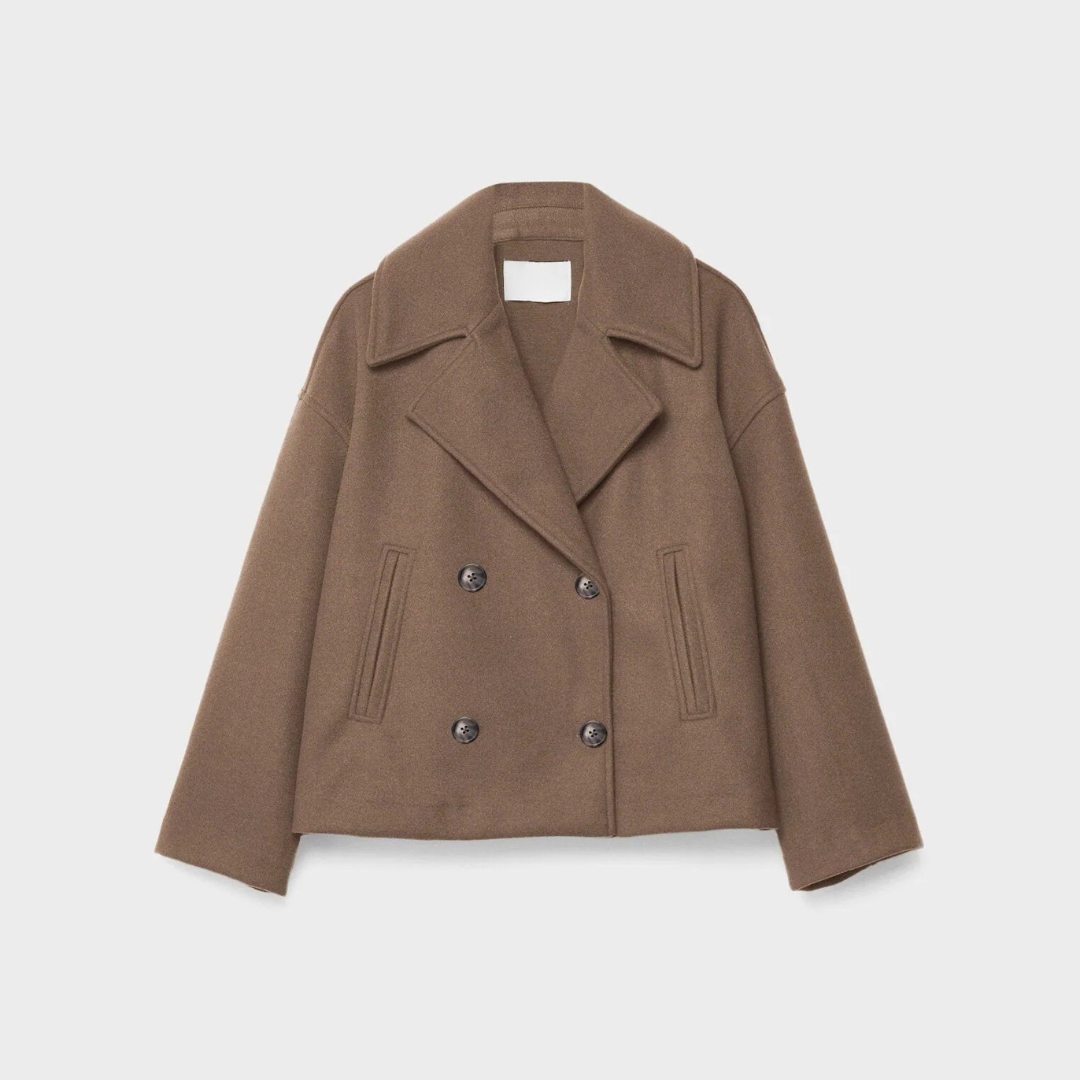 Chaqueta corta cruzada para mujer de otoño e invierno