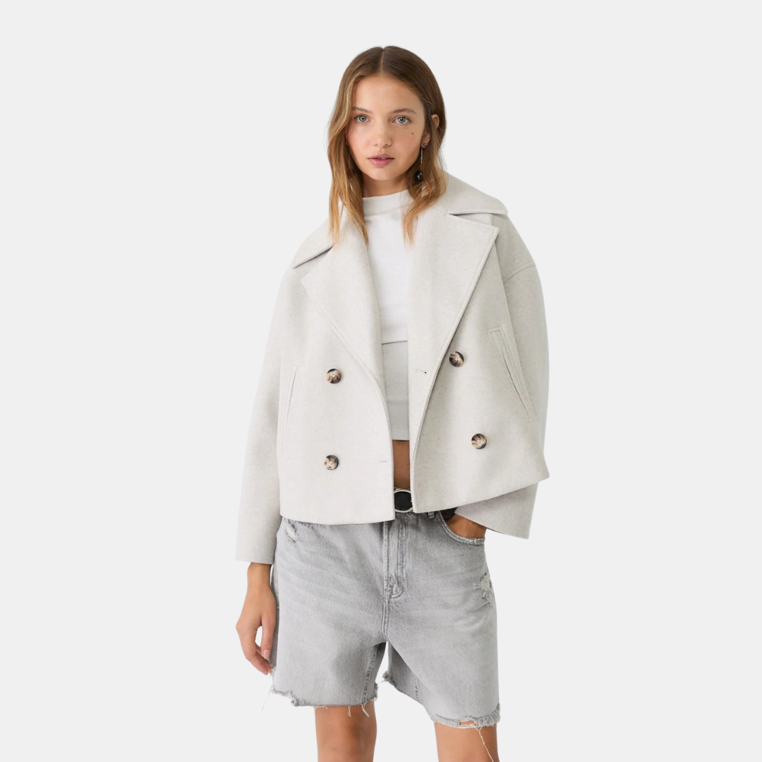 Chaqueta corta cruzada para mujer de otoño e invierno