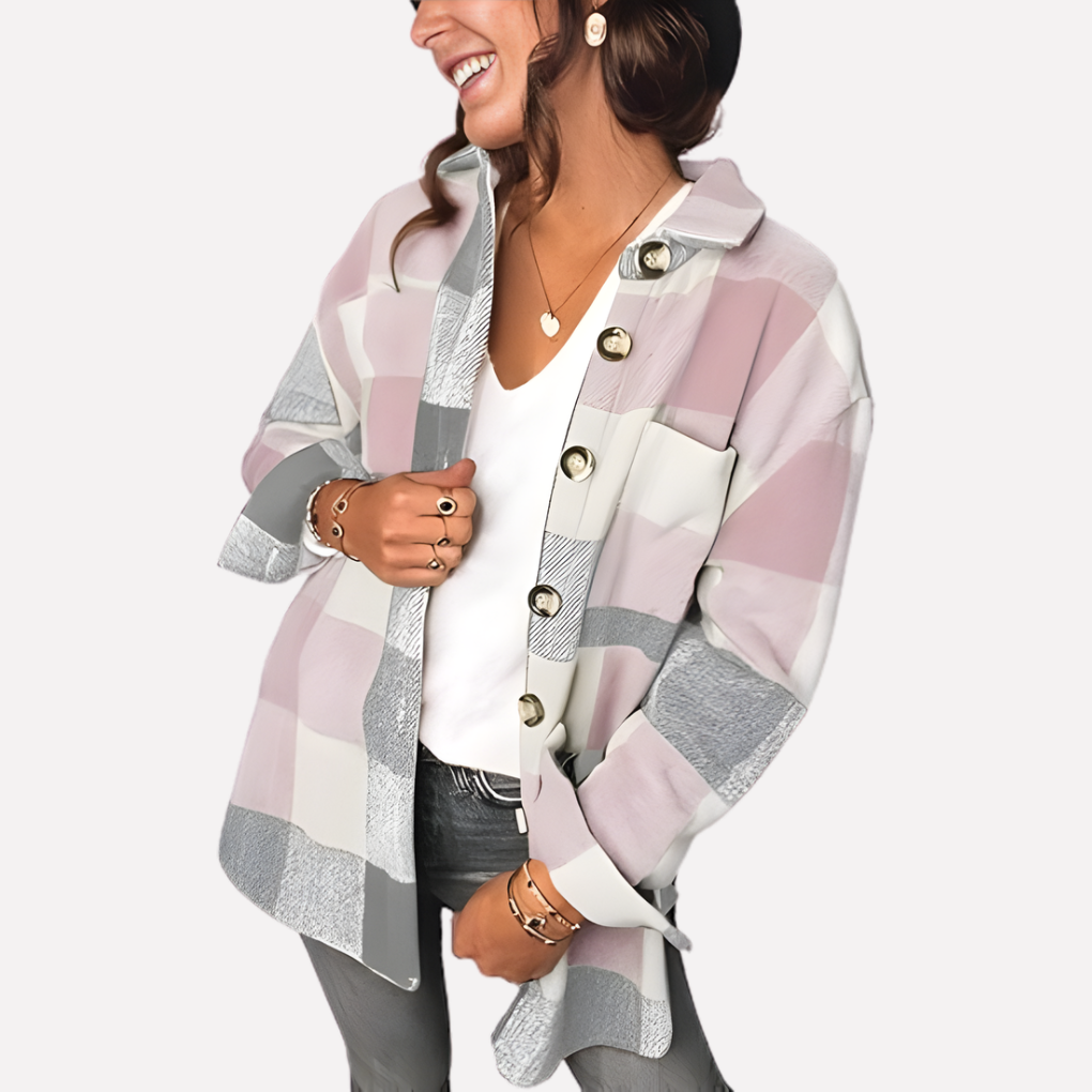 Chaqueta de camisa a cuadros para mujer