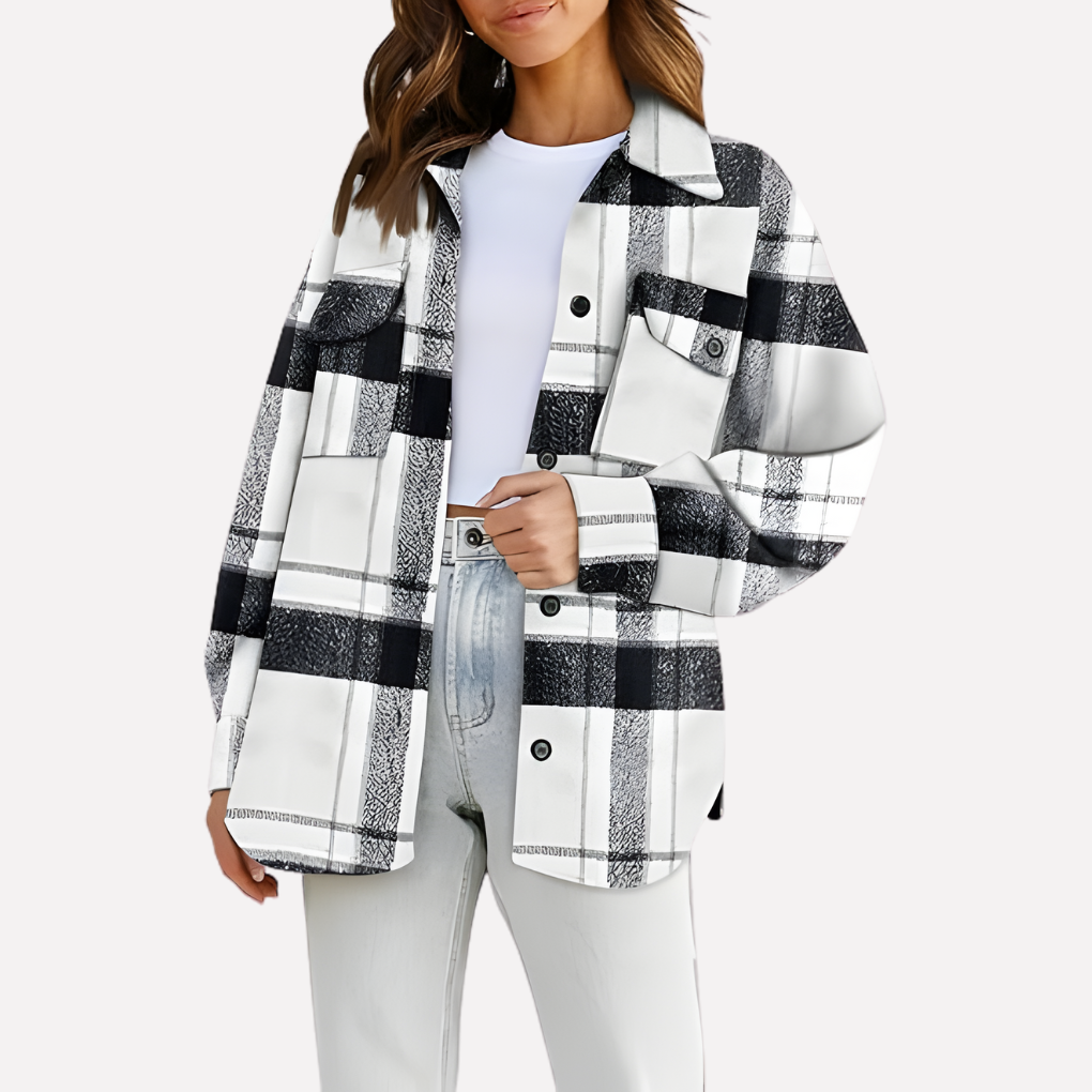 Chaqueta de camisa a cuadros para mujer