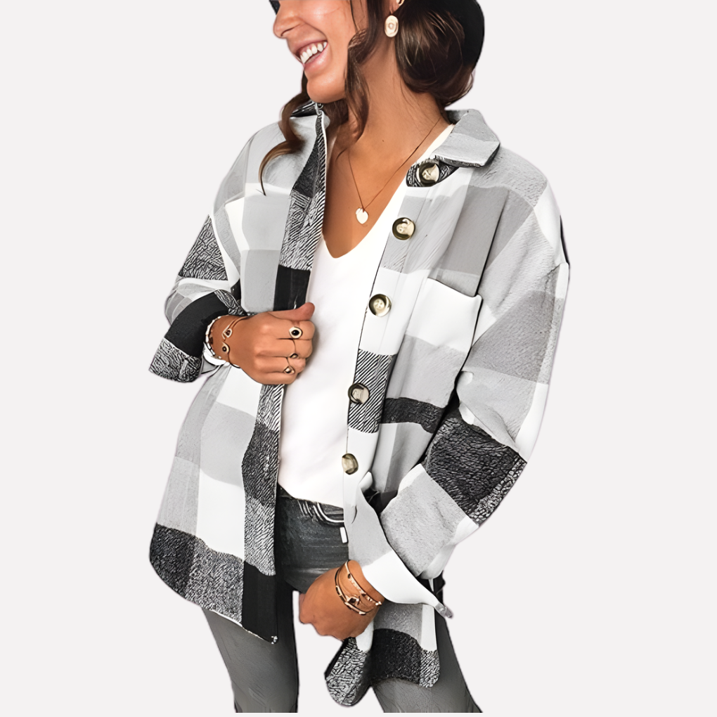 Chaqueta de camisa a cuadros para mujer