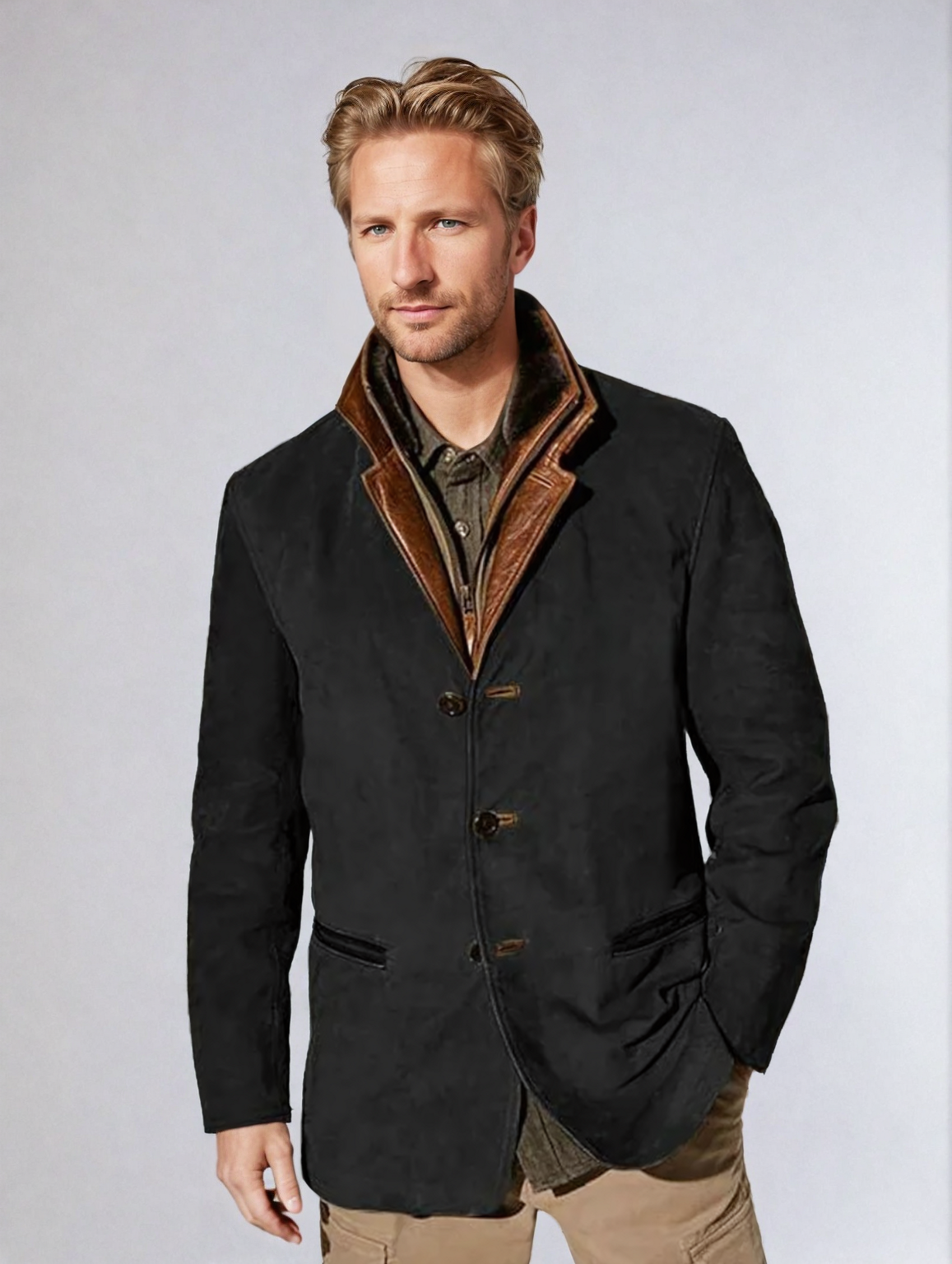 Chaqueta de cuero de ciervo para hombre estilo vintage – Elegancia clásica y comodidad moderna