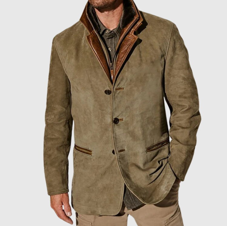 Chaqueta de cuero de ciervo para hombre estilo vintage – Elegancia clásica y comodidad moderna