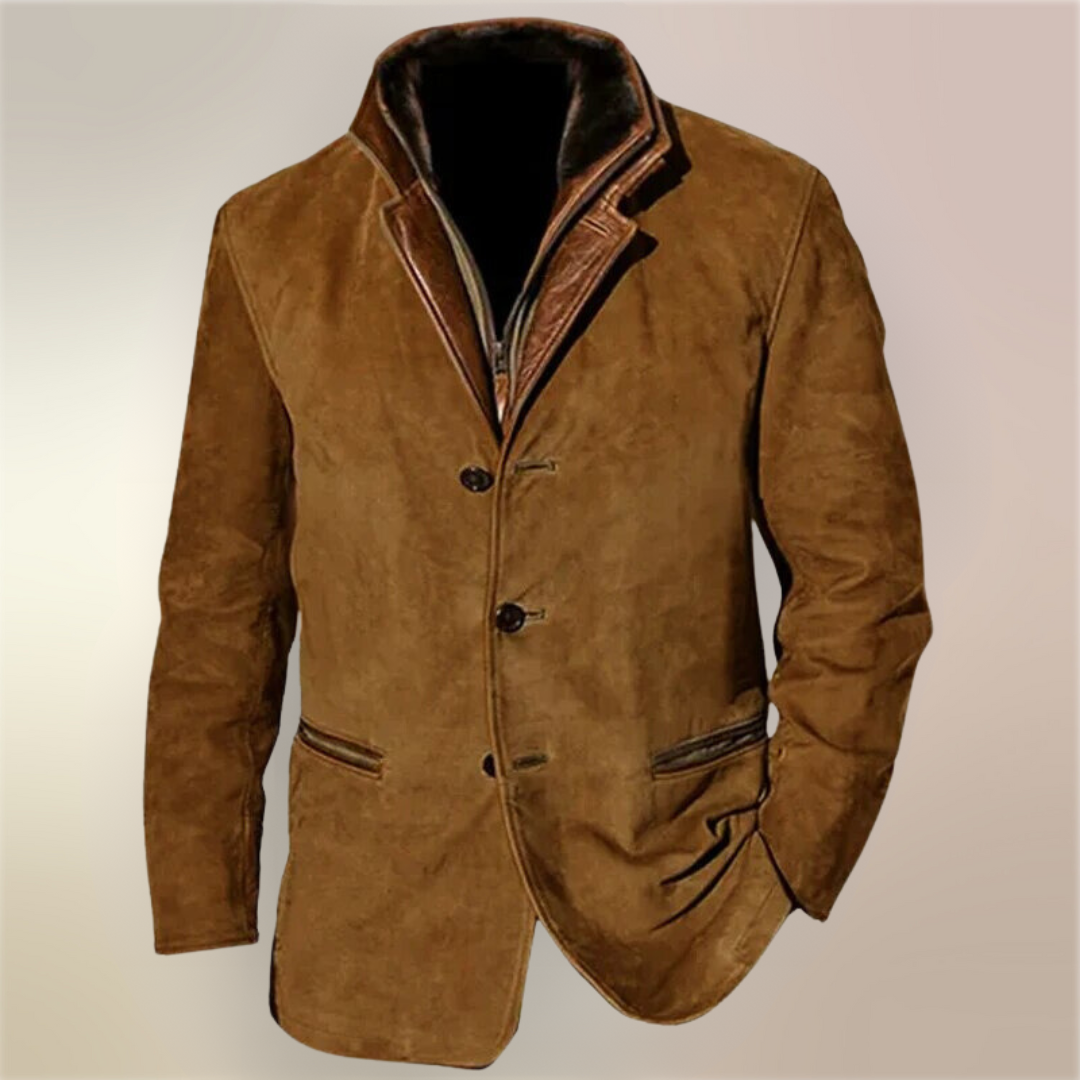 Chaqueta de cuero de ciervo para hombre estilo vintage – Elegancia clásica y comodidad moderna